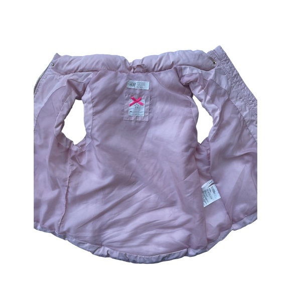 🌺SALE🌺 H&M Girl’s Pink Puffy Vest with Faux Fur Size 4 - 6 - Picture 5 of 9